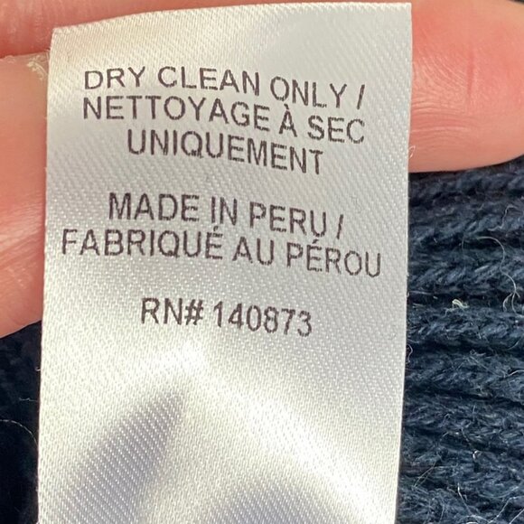 LoveShackFancy Alpaca Knit Sweater Blue Size Large Ruffle Navy Pointelle‎ Boho L - Picture 9 of 15